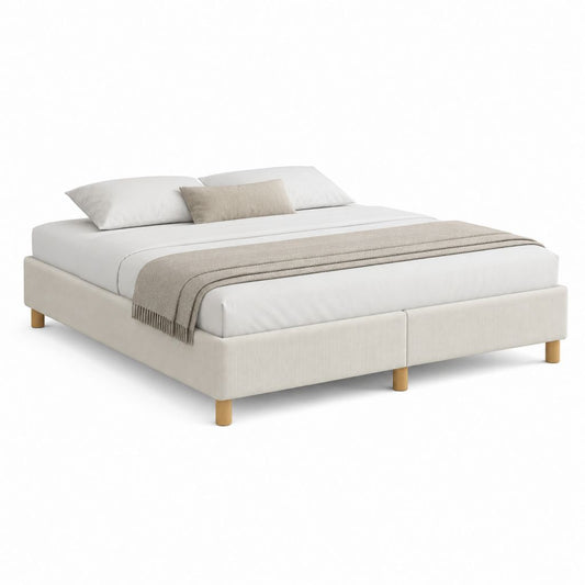 Polsterbett Doppelbett Creme Polyester Rechteckig 180 x 200 cm