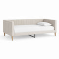 Tagesbett Bettgestell Beige Polyester Rechteckig mit Lattenrost 90 x 200 cm