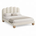 Polsterbett Doppelbett Creme Polyester-Bouclé Rund 160 x 200 cm