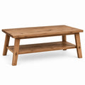 Couchtisch Eiche massiv Natur rechteckig mit Ablage 120 x 60 x 45 cm