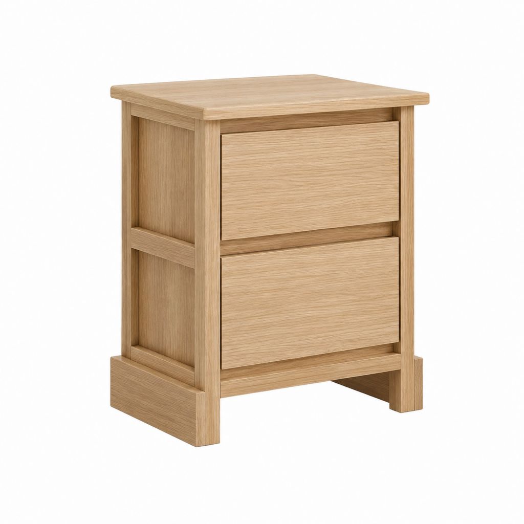 Nachttisch mit 2 Schubladen Natur Eiche Massivholz rechteckig 45 x 35 x 60 cm