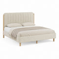 Polsterbett Doppelbett Creme Polyester Rechteckig mit Holzbeinen 160 x 200 cm