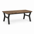 Couchtisch rechteckig Braun Schwarz aus massivem Mangoholz und Stahl 120 x 60 x 45 cm
