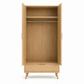 Kleiderschrank mit 2 Türen und Schublade Natur Eiche furniert 100 x 55 x 200 cm
