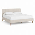 Polsterbett Doppelbett Beige mit Polyesterbezug und Massivholzfüßen 160 x 200 cm